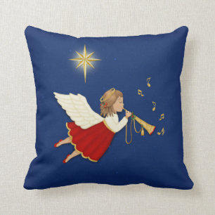 Trumpet Angel och julstjärnan Kudde