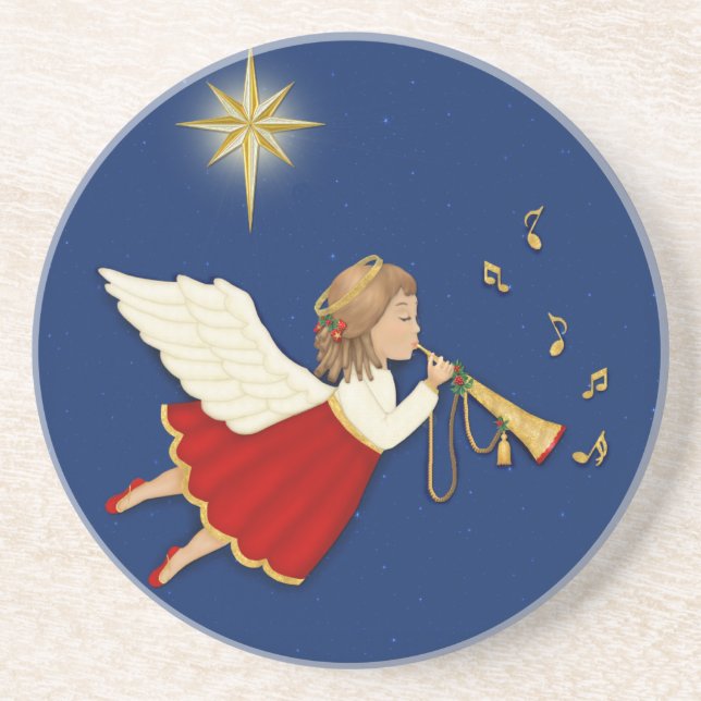 Trumpet Angel och julstjärnan Underlägg Sandsten (Framsidan)