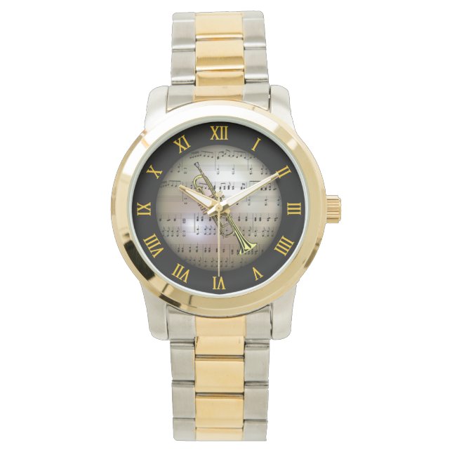 Trumpet ~ Background "Musical Planet" * ~ Armbandsur (Framsida)