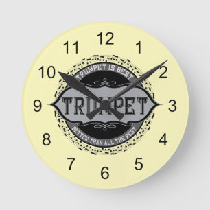 Trumpet Best Music Note Circle Rund Klocka
