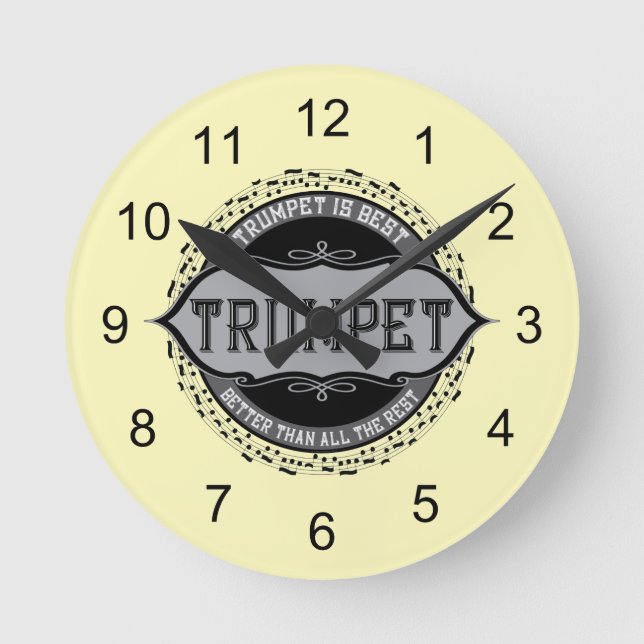 Trumpet Best Music Note Circle Rund Klocka (Framsida)