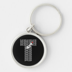 Trumpet Brev T Rund Silverfärgad Nyckelring