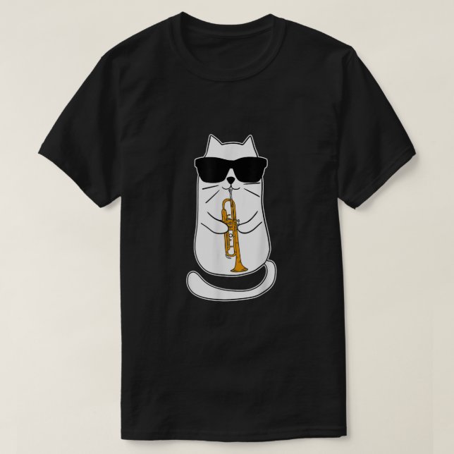 Trumpet Cat Funny Trumpet Player T Shirt (Design framsida)
