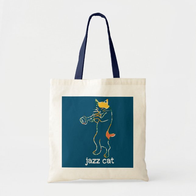 Trumpet Cat Jazz Cat Trumpeter Cat Trumpet Trumpet Tygkasse (Framsidan)