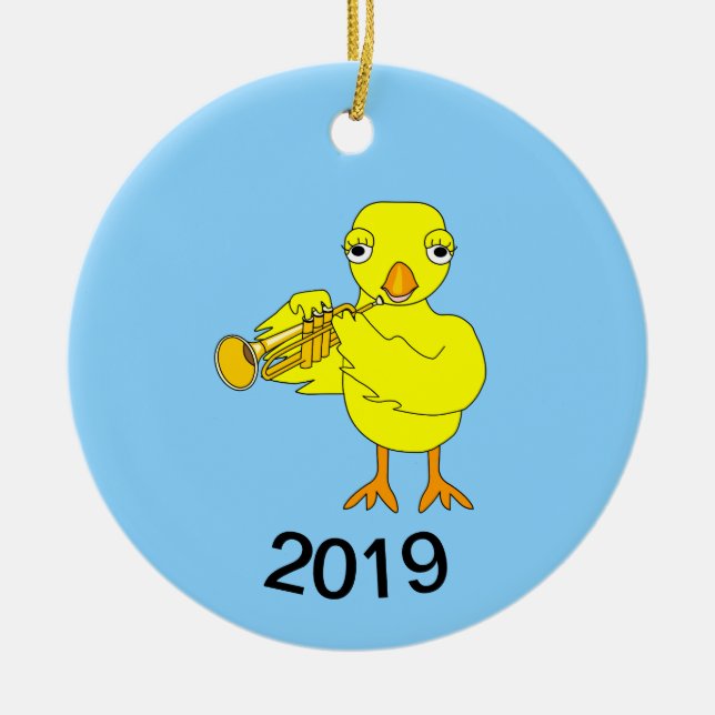 Trumpet Chick Julgransprydnad Keramik (Framsidan)