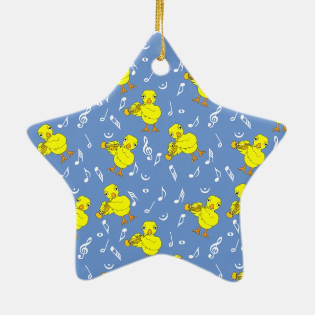 Trumpet Chick Musik noter Julgransprydnad Keramik (Baksidan)