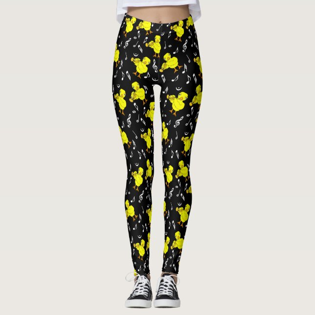 Trumpet Chick Musik noter Leggings (Framsida)