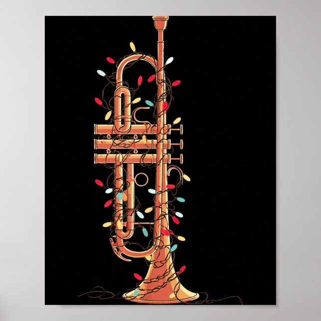 Trumpet Christmas Graphics Lights Lover Player Tru Poster (Framsidan)