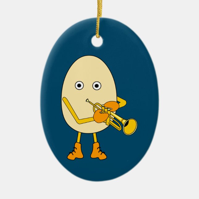 Trumpet Egghead Julgransprydnad Keramik (Framsidan)
