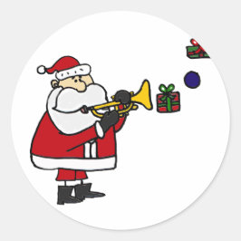 Trumpet för den fina jultomten runt klistermärke