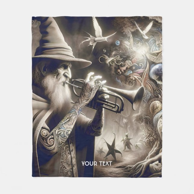 Trumpet Forest Fantasy Cute Wizard Fleecefilt (Framsidan)