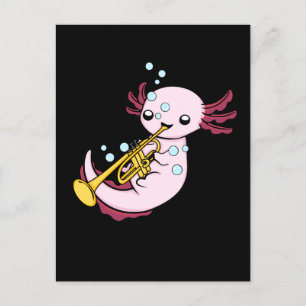 Trumpet Gift Kids Marching Band Axolotl Trumpet Vykort