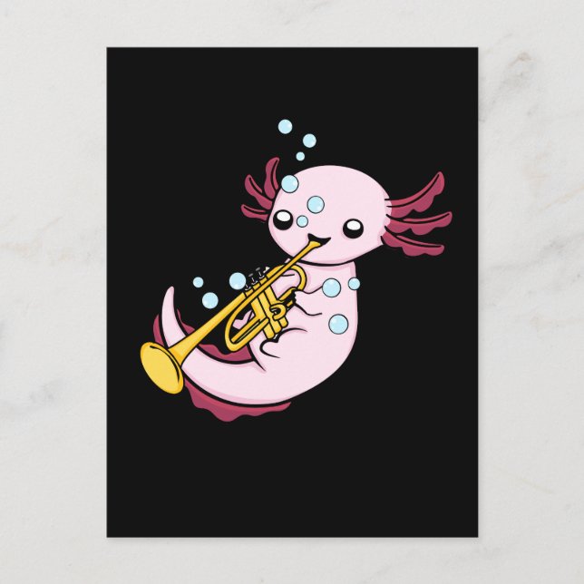 Trumpet Gift Kids Marching Band Axolotl Trumpet Vykort (Framsida)