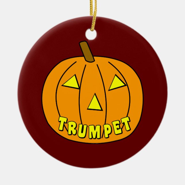 Trumpet Halloween Pumpkin Julgransprydnad Keramik (Framsidan)