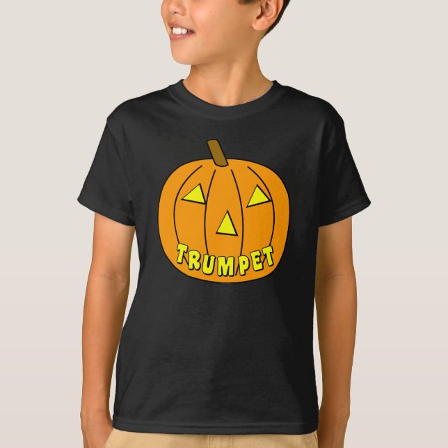 Trumpet Halloween Pumpkin T Shirt (Framsida)