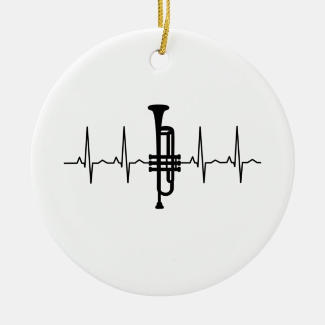 Trumpet Heartslag Julgransprydnad Keramik (Framsidan)