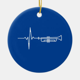 Trumpet Heartslag Trumpet Player Gift Julgransprydnad Keramik