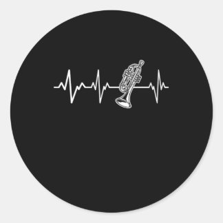 Trumpet Heartslag Trumpeter Gift Idea Runt Klistermärke