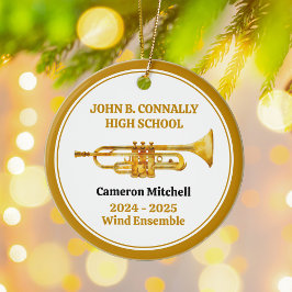 Trumpet High School Band Anpassningsbar Guld jul Julgransprydnad Keramik