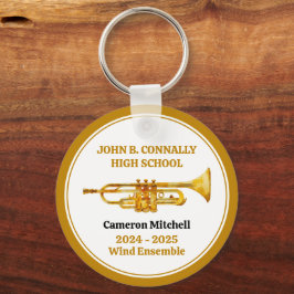 Trumpet High School Band Custom Gold Christmas Nyckelring