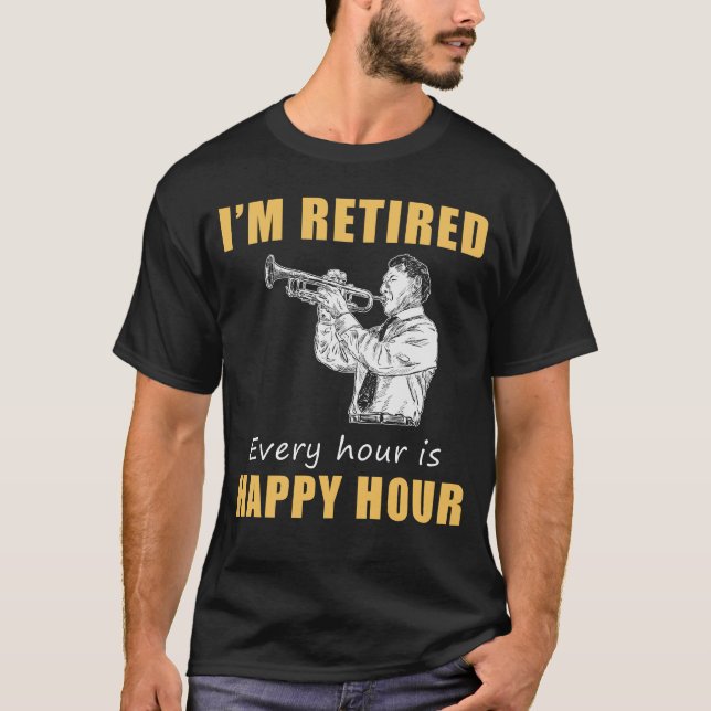 Trumpet i Pension Joy! Lycklig Hour Trumpet Tee (Framsida)