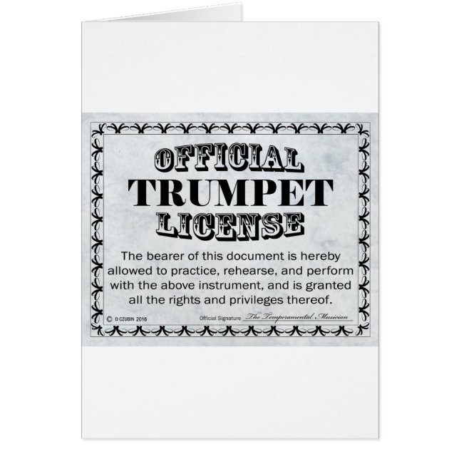 Trumpet License Hälsningskort (Framsidan)