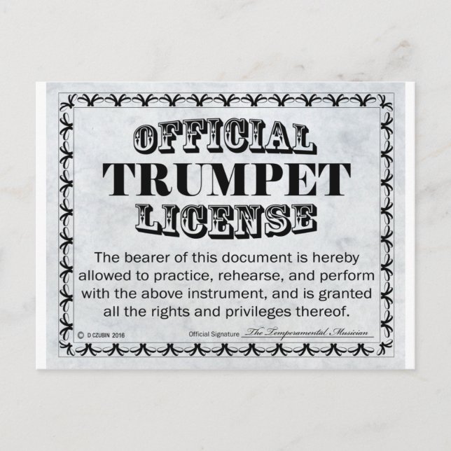 Trumpet License Vykort (Framsida)