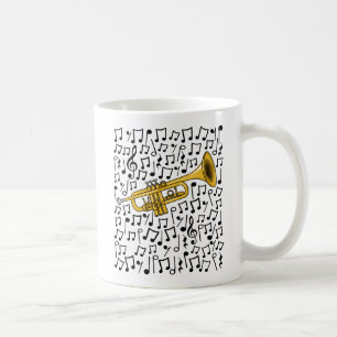 Trumpet med Musik noter, Brass Musician Kaffemugg