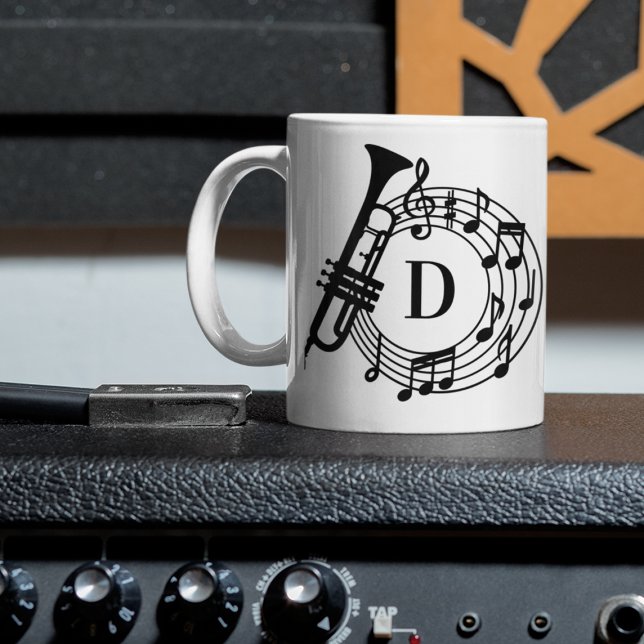 Trumpet Monogram Jazz Band Music Teacher Mugg (Skapare uppladdad)