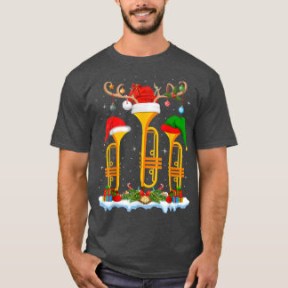 Trumpet Music Älskare Julafton Lighting Santa Trum T Shirt