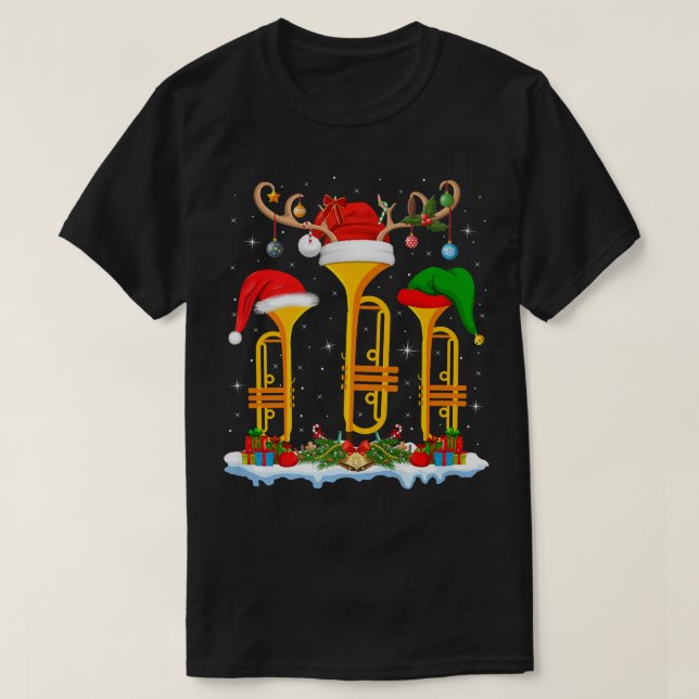 Trumpet Music Älskare Julafton Lighting Santa Trum T Shirt (Design framsida)