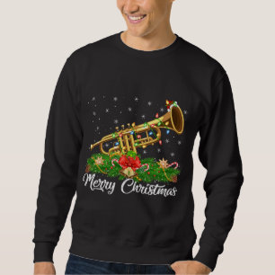Trumpet Music Älskare Matching Santa Hat Trumpet C Lång Ärmad Tröja