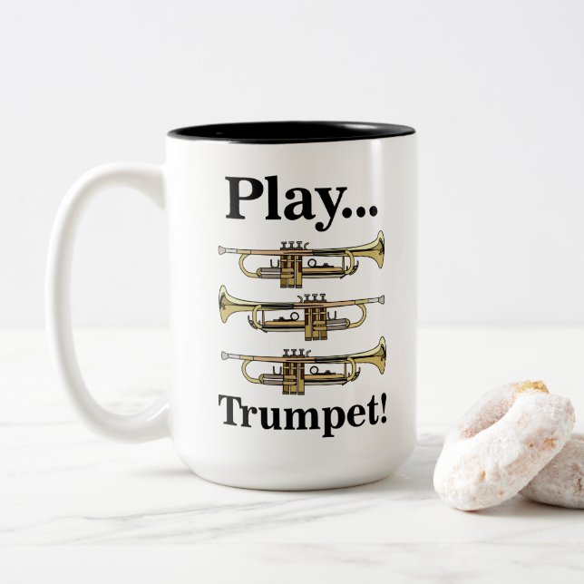Trumpet Music Band Instrument Två-Tonad Mugg (Med munk)