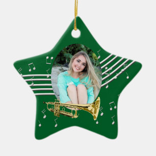 Trumpet Music Grönt Star Ceramic Ornament