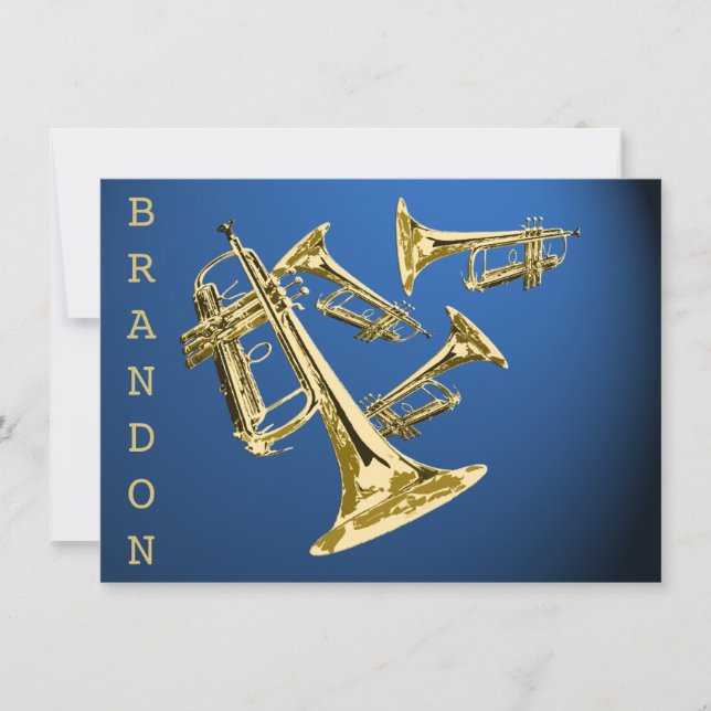 Trumpet Music Guld och Blue Tack Flat Card (Framsida)