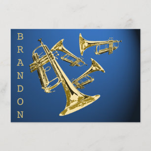 Trumpet Music Guld och Blue Tack Flat Card Kort