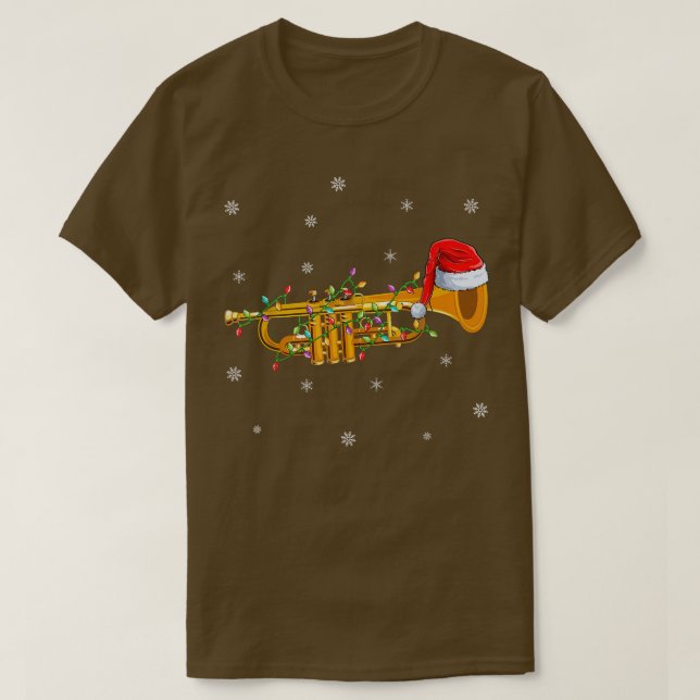 Trumpet Music Julafton Lighting Santa Hat Trumpet  T Shirt (Design framsida)