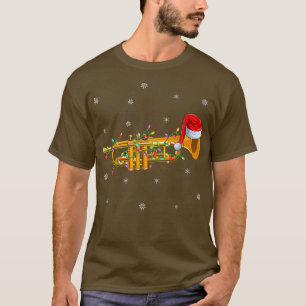 Trumpet Music Julafton Lighting Santa Hat Trumpet  T Shirt