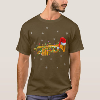 Trumpet Music Julafton Lighting Santa Hat Trumpet  T Shirt