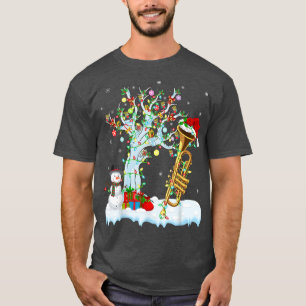 Trumpet Music Julafton Träd Lighting Santa Hat Tru T Shirt