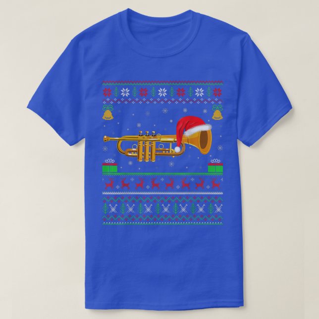 Trumpet Music Lover Xmas Lighting Ugly Trumpet Chr T Shirt (Design framsida)