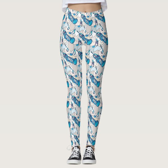 Trumpet Music Note-fragment Leggings (Framsida)