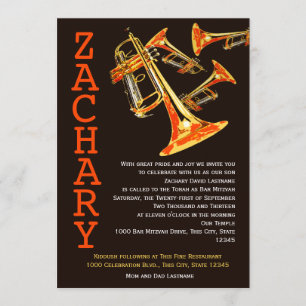 Trumpet Music Pub Mitzvah Inbjudningar