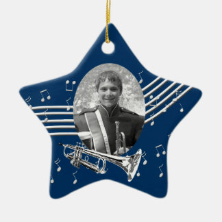 Trumpet Music Star Blue Julgransprydnad Keramik