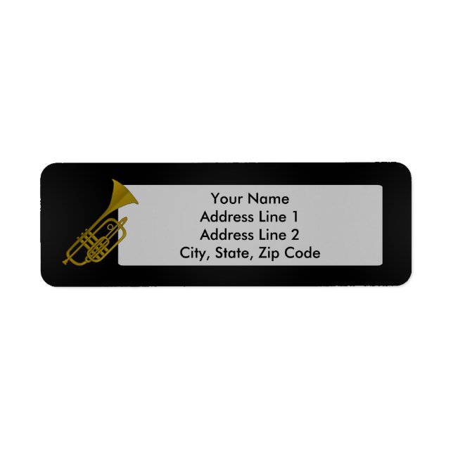 Trumpet Music tecknad Labels Returadress Etikett (Framsidan)
