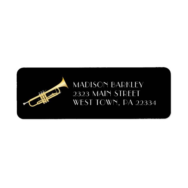 Trumpet Musician Band Teacher Label Returadress Etikett (Framsidan)