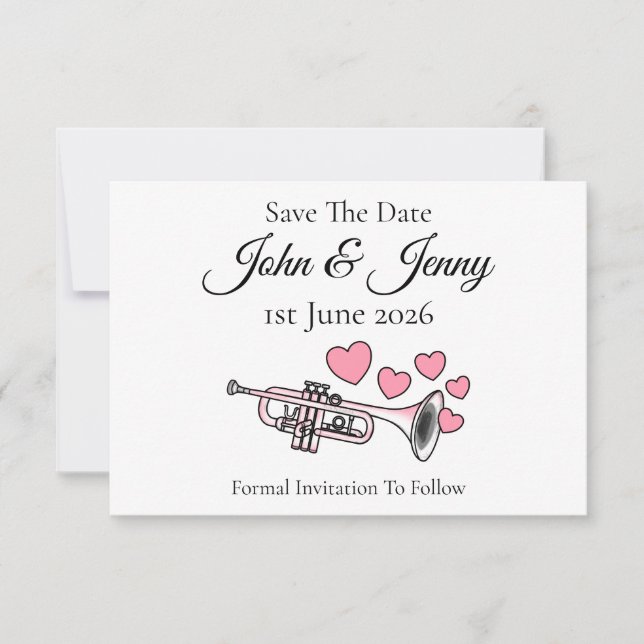 Trumpet Musician Bröllop spara datum (Framsida)