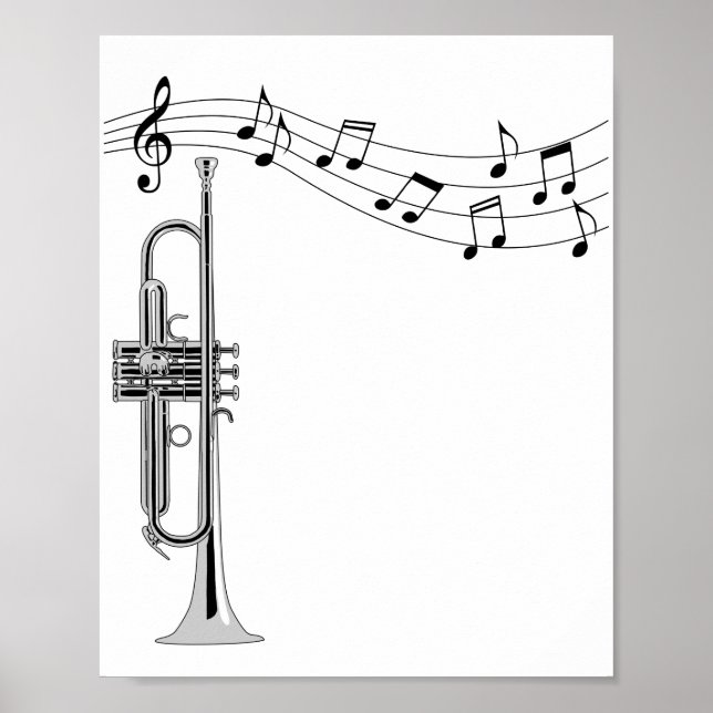Trumpet Musician med Musik noter Poster (Framsidan)
