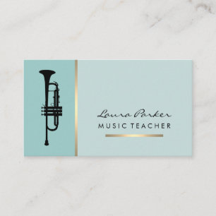 Trumpet Musician Music Teacher Instrument Guld Bus Visitkort