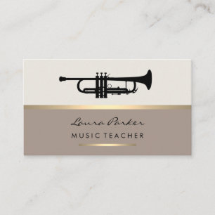 Trumpet Musician Music Teacher Instrument Guld Visitkort